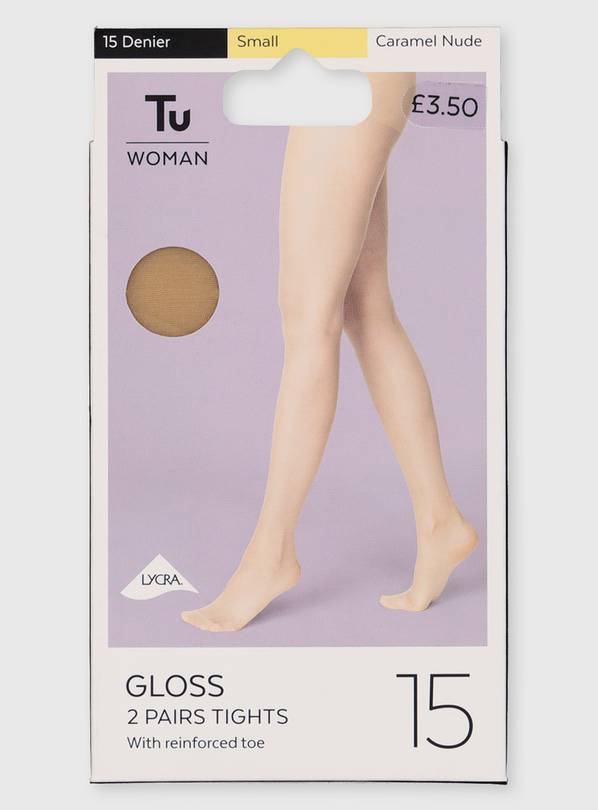 Caramel Nude 15 Denier Gloss Tights 2 Pack - XL